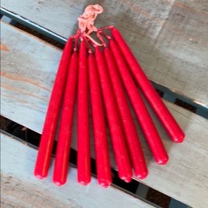Vintage Red Chime Candles Lot of (2) 8 Hand Dipped Connected Wick Ritual Tapers